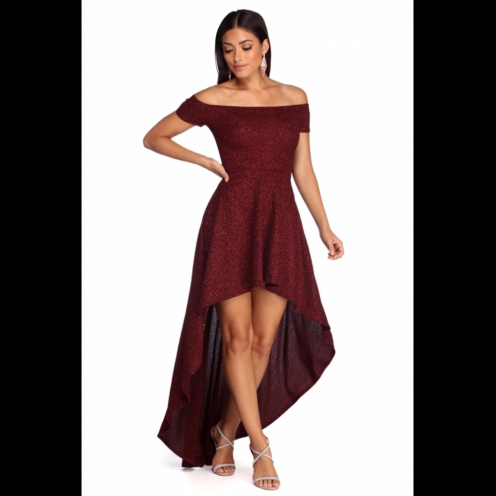 NWT PENELOPE GLITTER FORMAL HIGH LOW DRESS